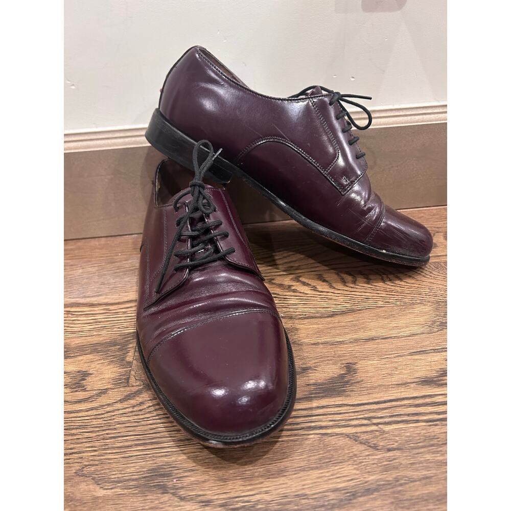 Bostonian Classics Burgundy Leather Cap Toe Oxford Lace Up Dress Shoes Preppy